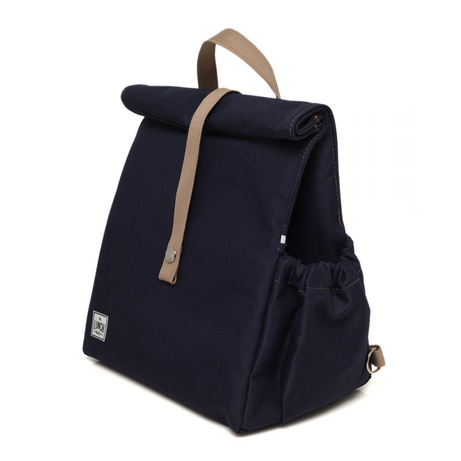 Blue Backpack with Beige Straps
