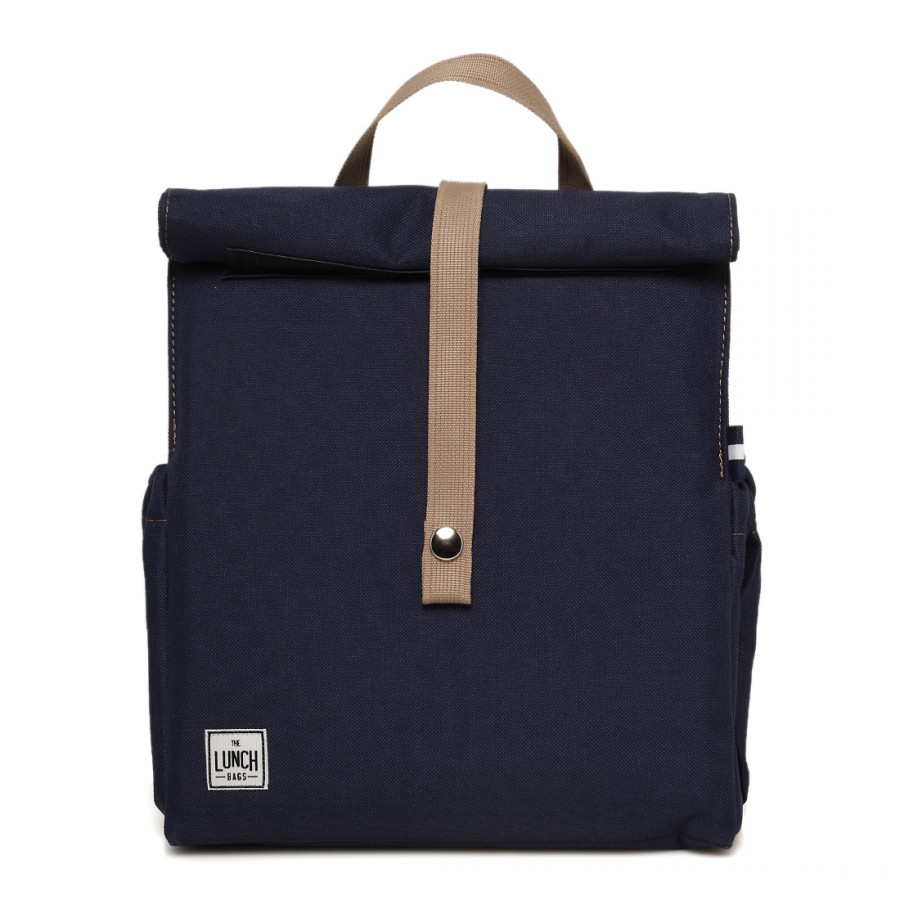 Blue Backpack with Beige Straps