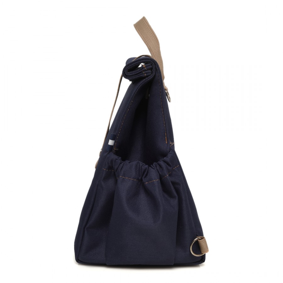 Blue Backpack with Beige Straps