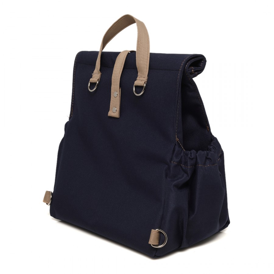 Blue Backpack with Beige Straps