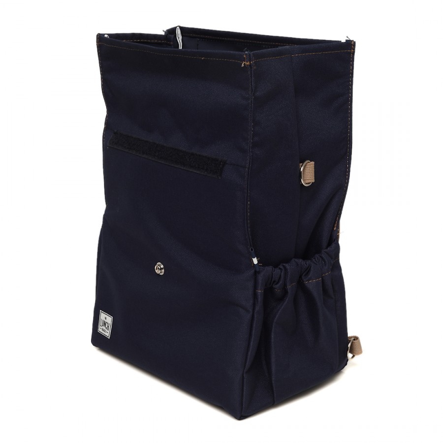 Blue Backpack with Beige Straps